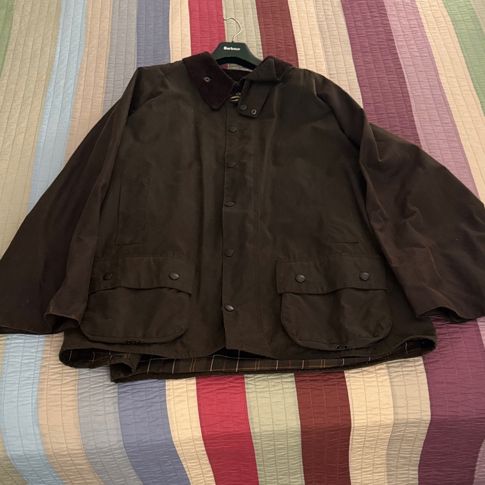 Barbour Brown Waxed Cotton Field Jacket with Corduroy Collar
